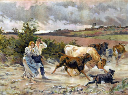 Couple With Cattle in Storm - AFTER